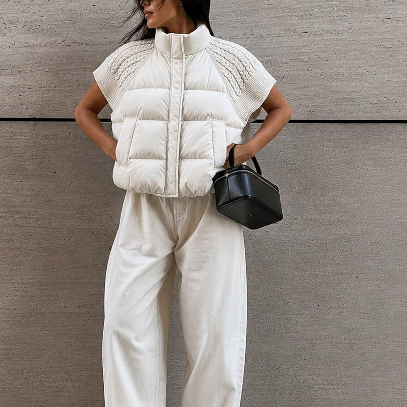 Padded Vest Gilet - Chique, kort, gewatteerd vest voor dames,