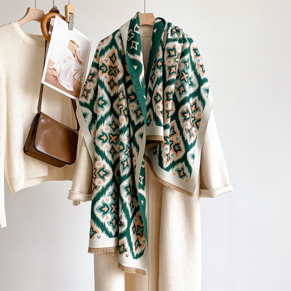 Cashmere Scarf Wrap - Dames Reversibele Imitatie Kasjmier Sjaal Winter