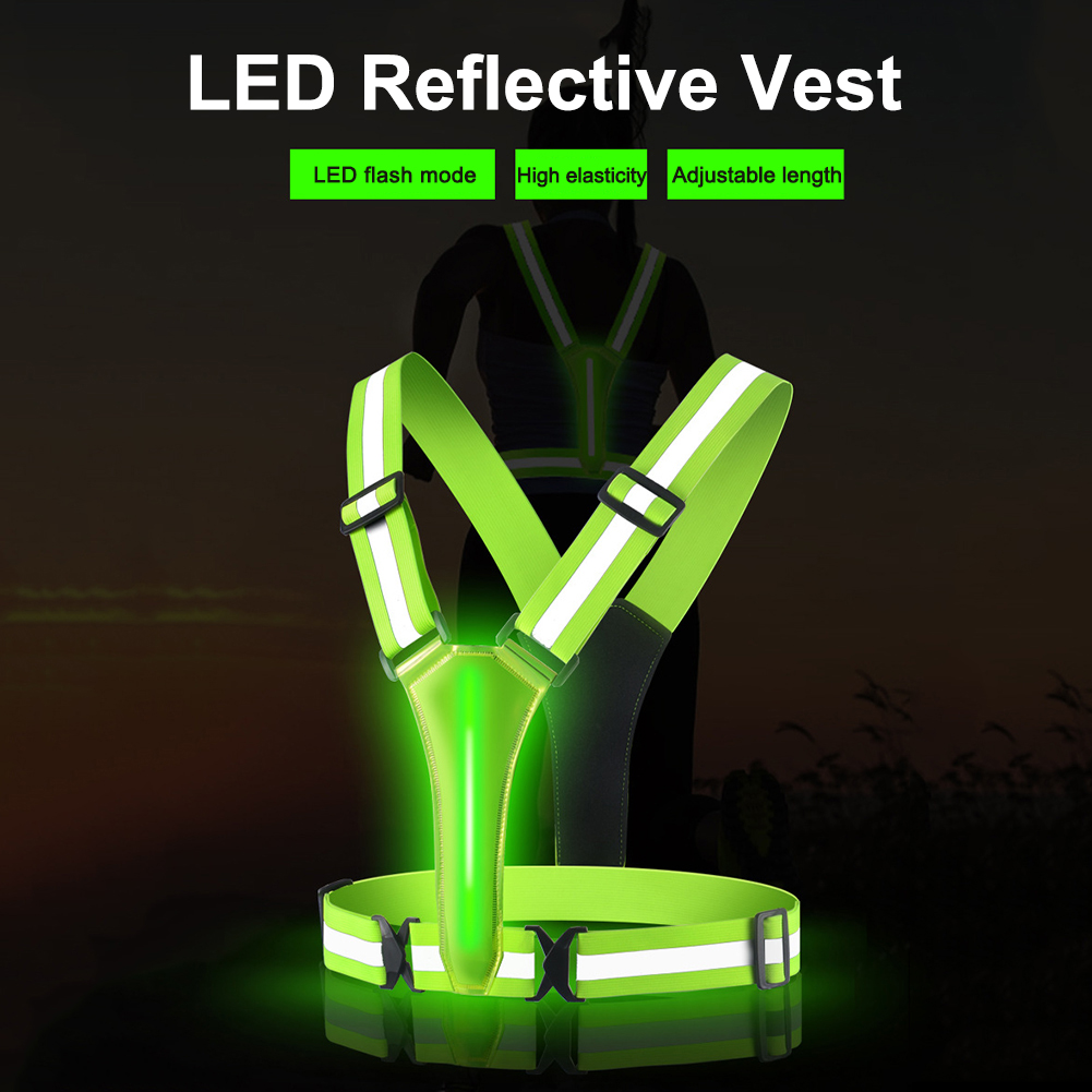 Yellow Winter Clothing - LED-loopvest, verstelbaar reflecterend veiligheidsvest voor hardlopen