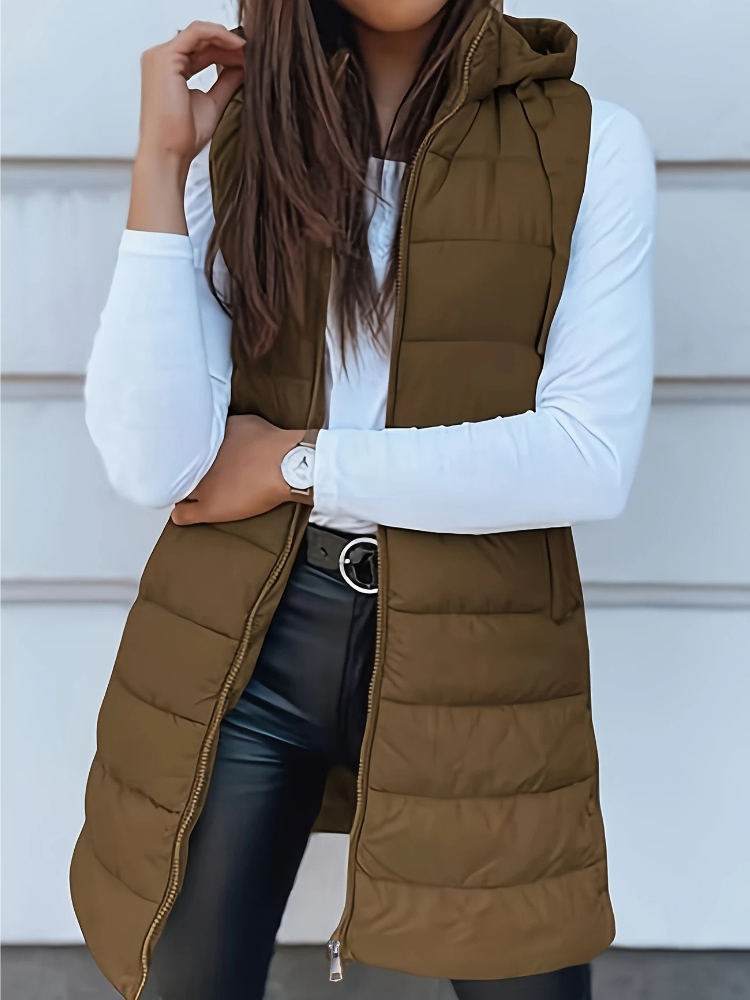Padded Vest Gilet - Herfst-winter damesvest, casual, met rits, gewatteerd,