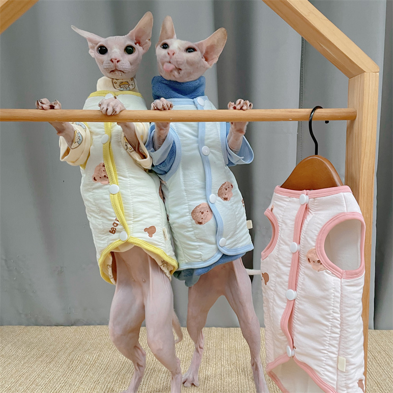 Yellow Winter Clothing - Dikke katoenen cartoon winterjas voor Sphynx
