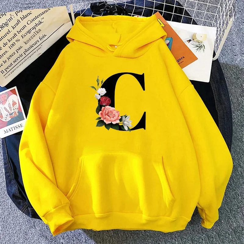 Yellow Winter Clothing - Mode Dames Hoodies Casual Letters A-Z