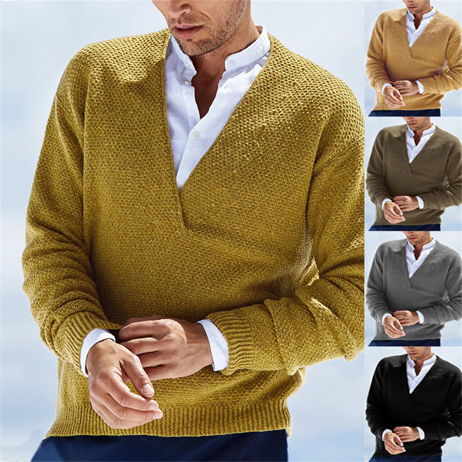 Yellow Winter Clothing - Herfst Winter Heren Truien Gebreide V-hals