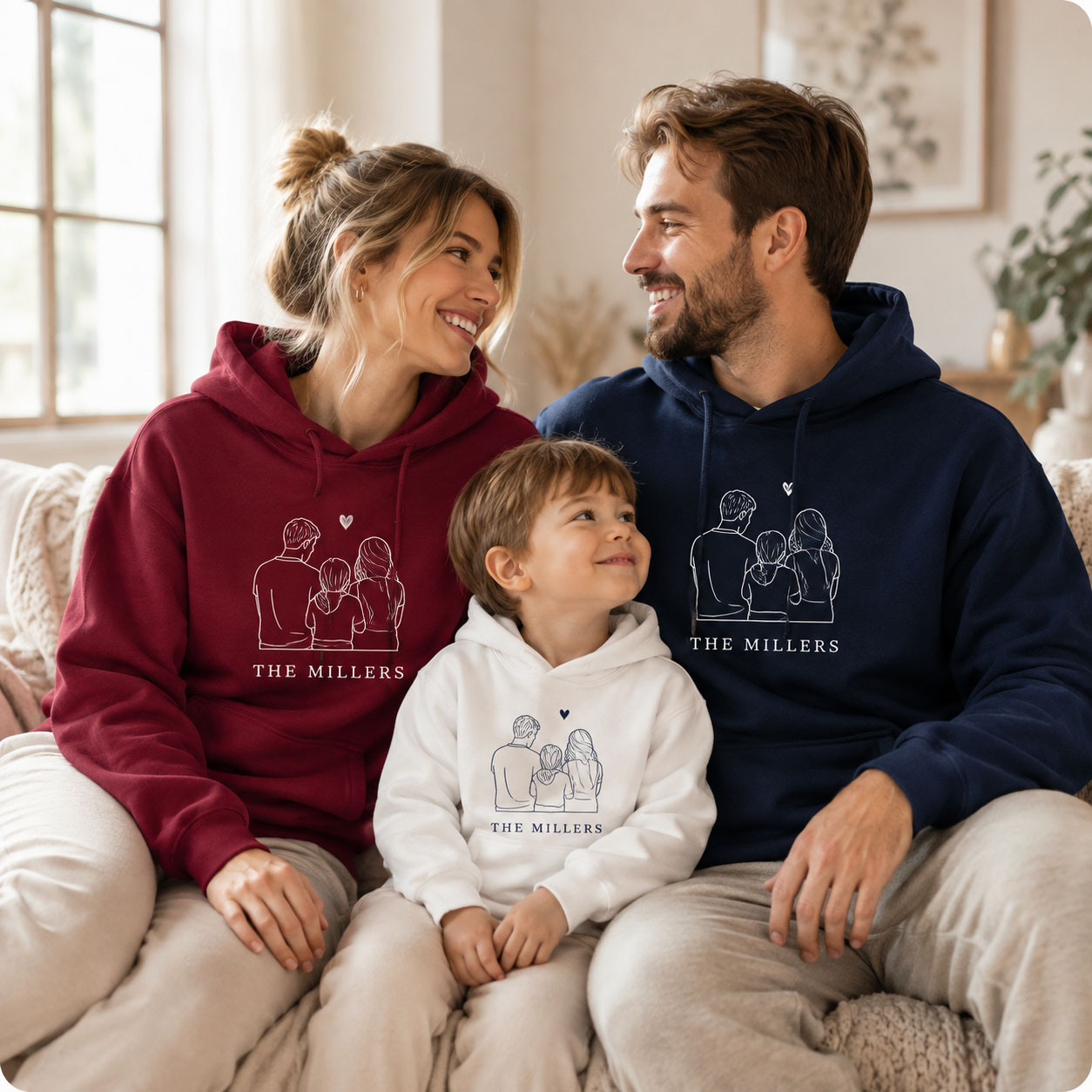 Winter Clothing Name - Gepersonaliseerde Familiefoto Hoodie Op Maat Sweatshirt