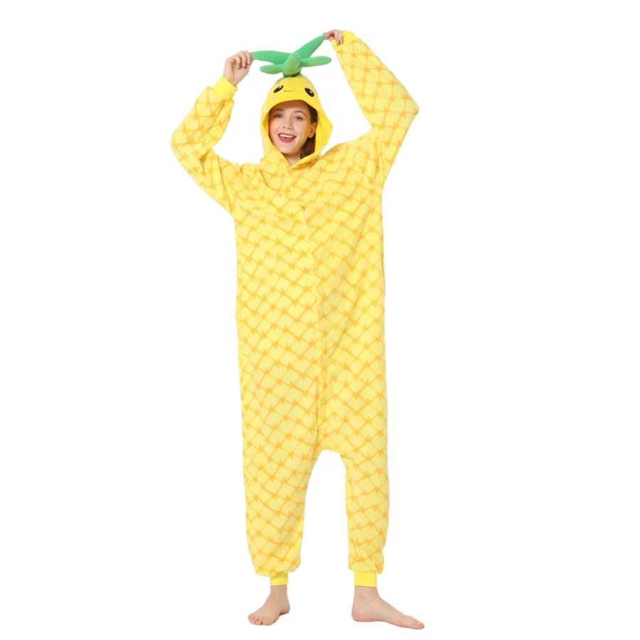 Yellow Winter Clothing - Cosplay Ananas Eendelige Pyjama met Capuchon