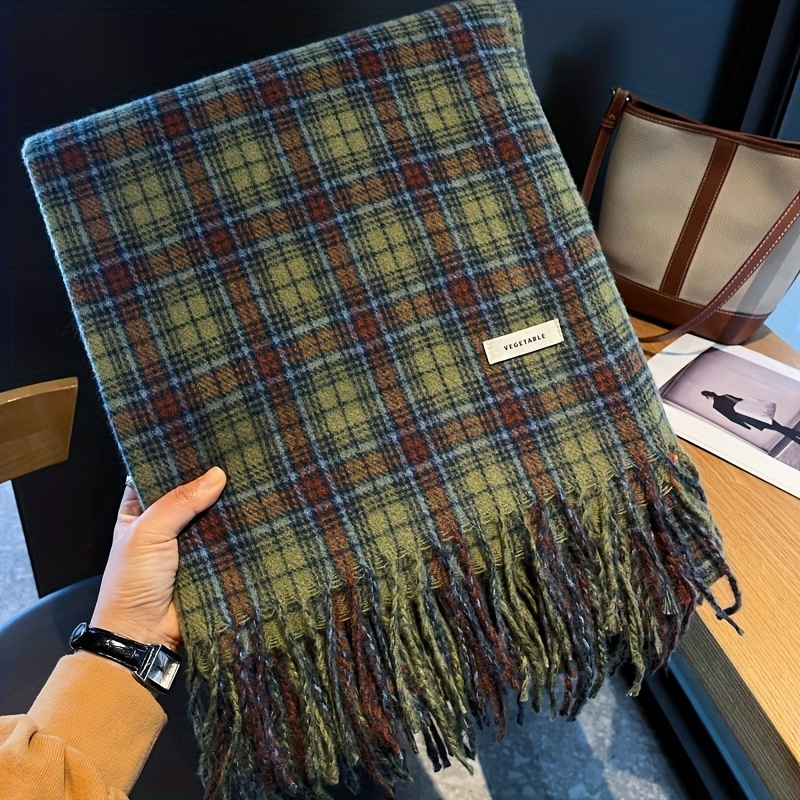 Vintage groene geruite kwastje - Cashmere Scarf Wrap recensie en prijs