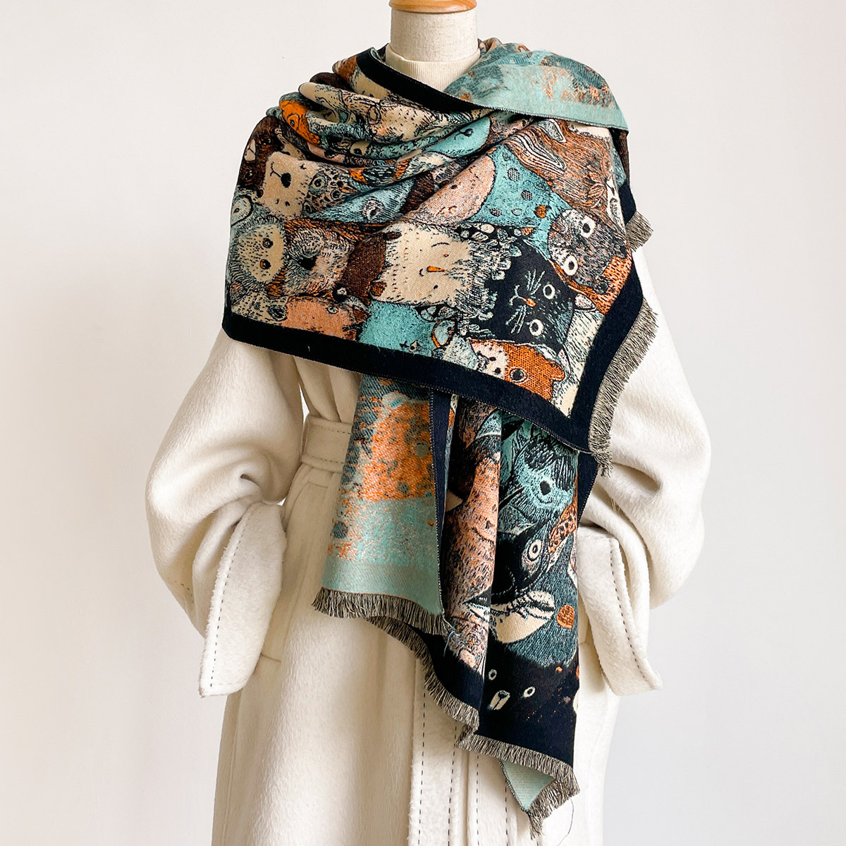 Imitatie Kasjmier Sjaal met Fr - Cashmere Scarf Wrap recensie en prijs