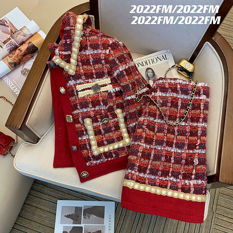 Vrouwen Elegante Tweed Rood Pa - Winter Clothing Line recensie en prijs