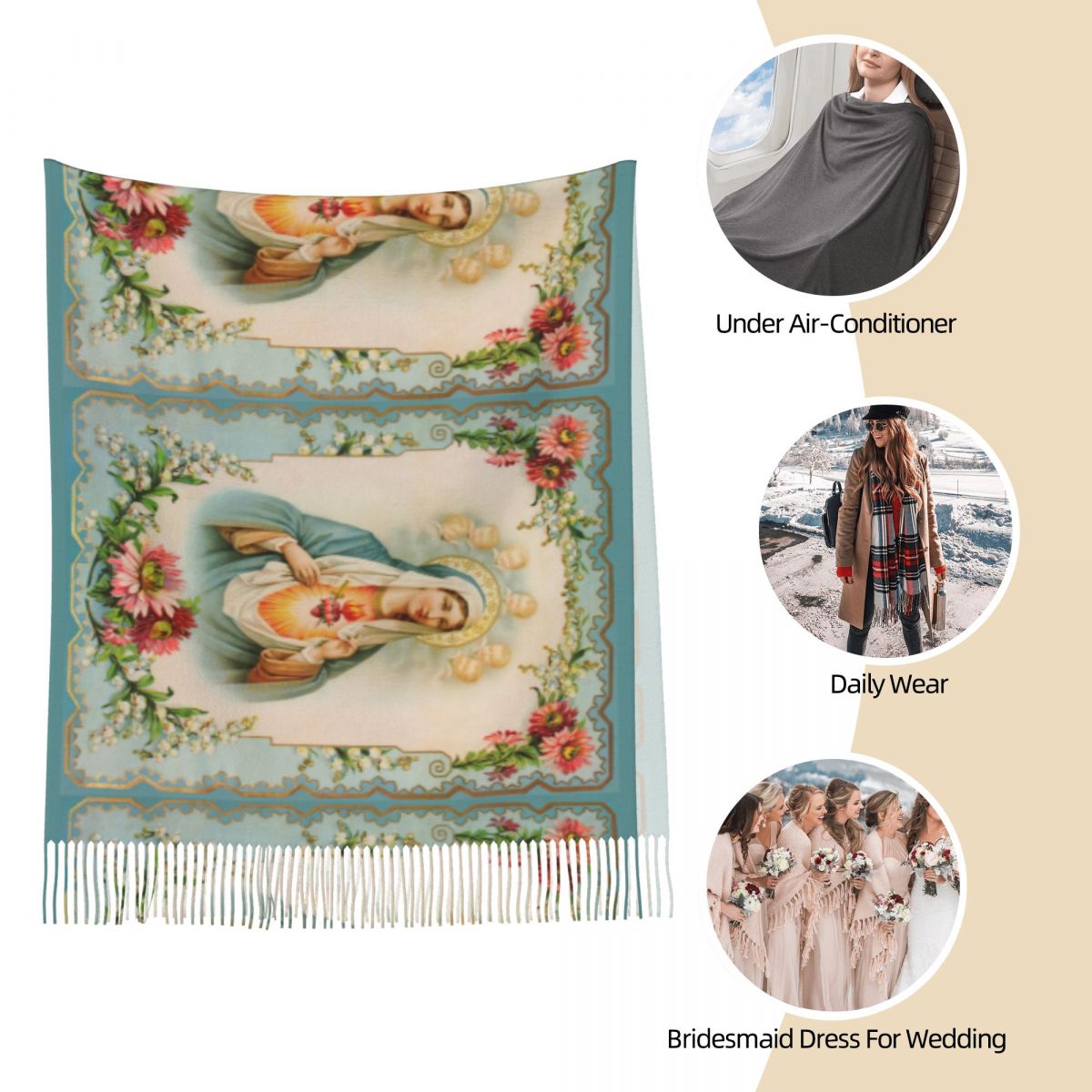 Dames Sjaal Met Kwastje Maagd  - Cashmere Scarf Wrap recensie en prijs