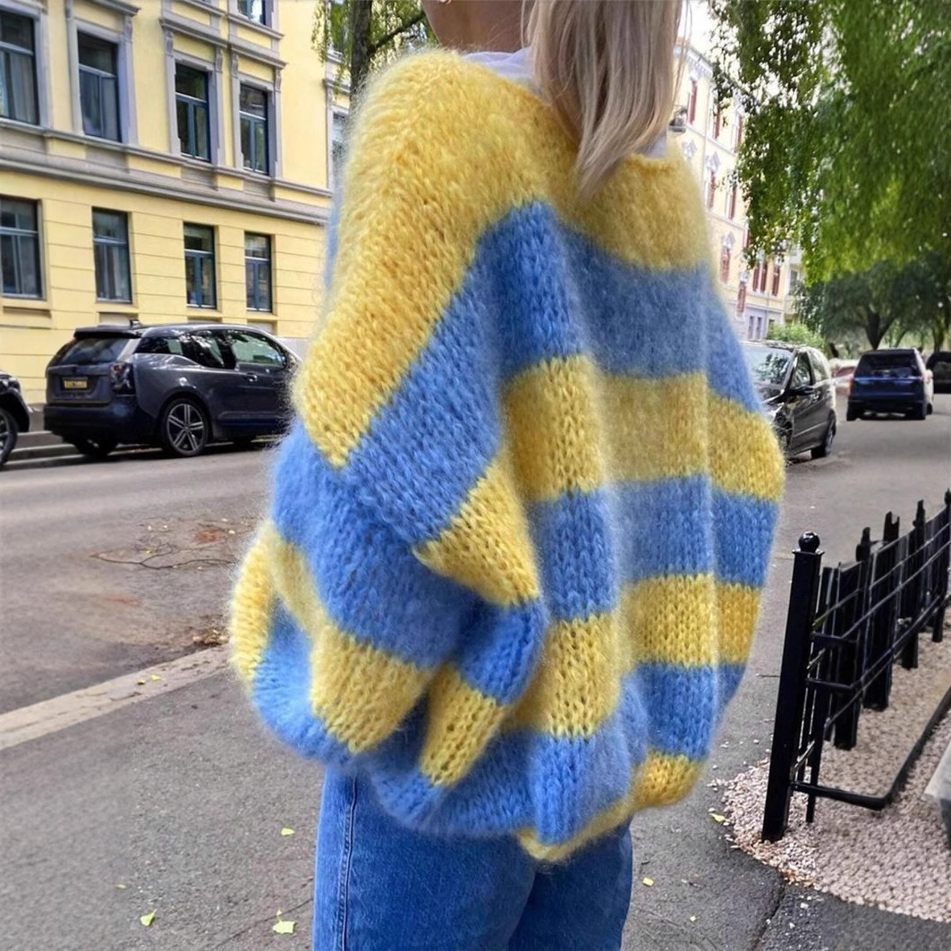 Casual blauw-geel gestreepte g - Yellow Winter Clothing recensie en prijs