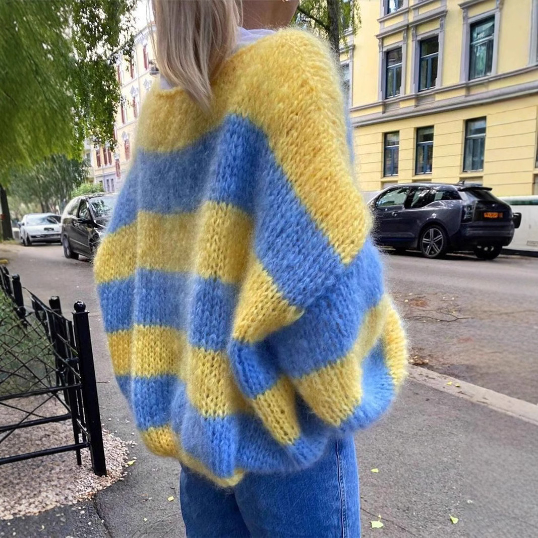 Casual blauw-geel gestreepte g - Yellow Winter Clothing recensie en prijs