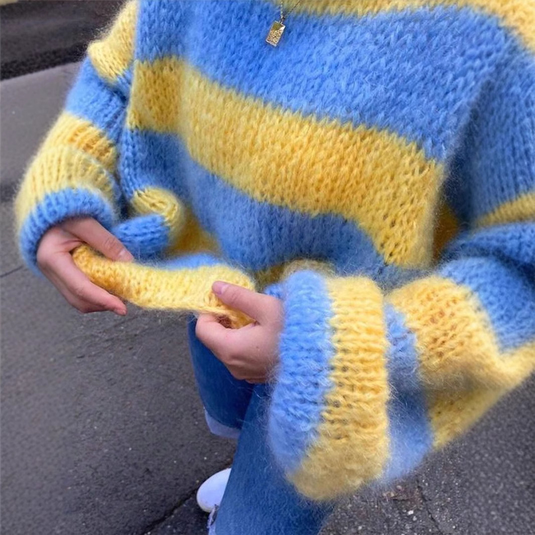 Casual blauw-geel gestreepte g - Yellow Winter Clothing recensie en prijs
