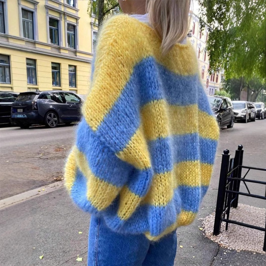 Casual blauw-geel gestreepte g - Yellow Winter Clothing recensie en prijs